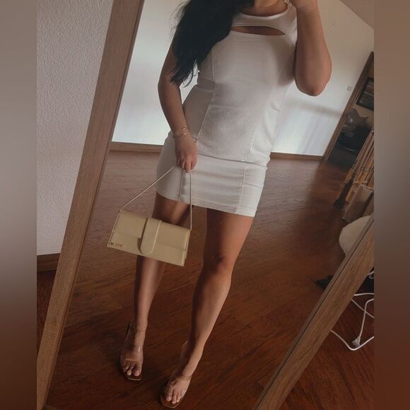 White Sleeveless denim Dress - Picture 3 of 7